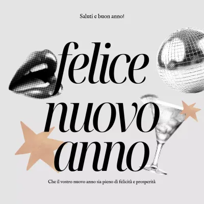 biglietto di capodanno retrò beige