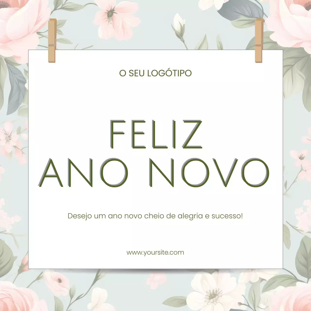 convite para cartão de ano novo verde e elegante