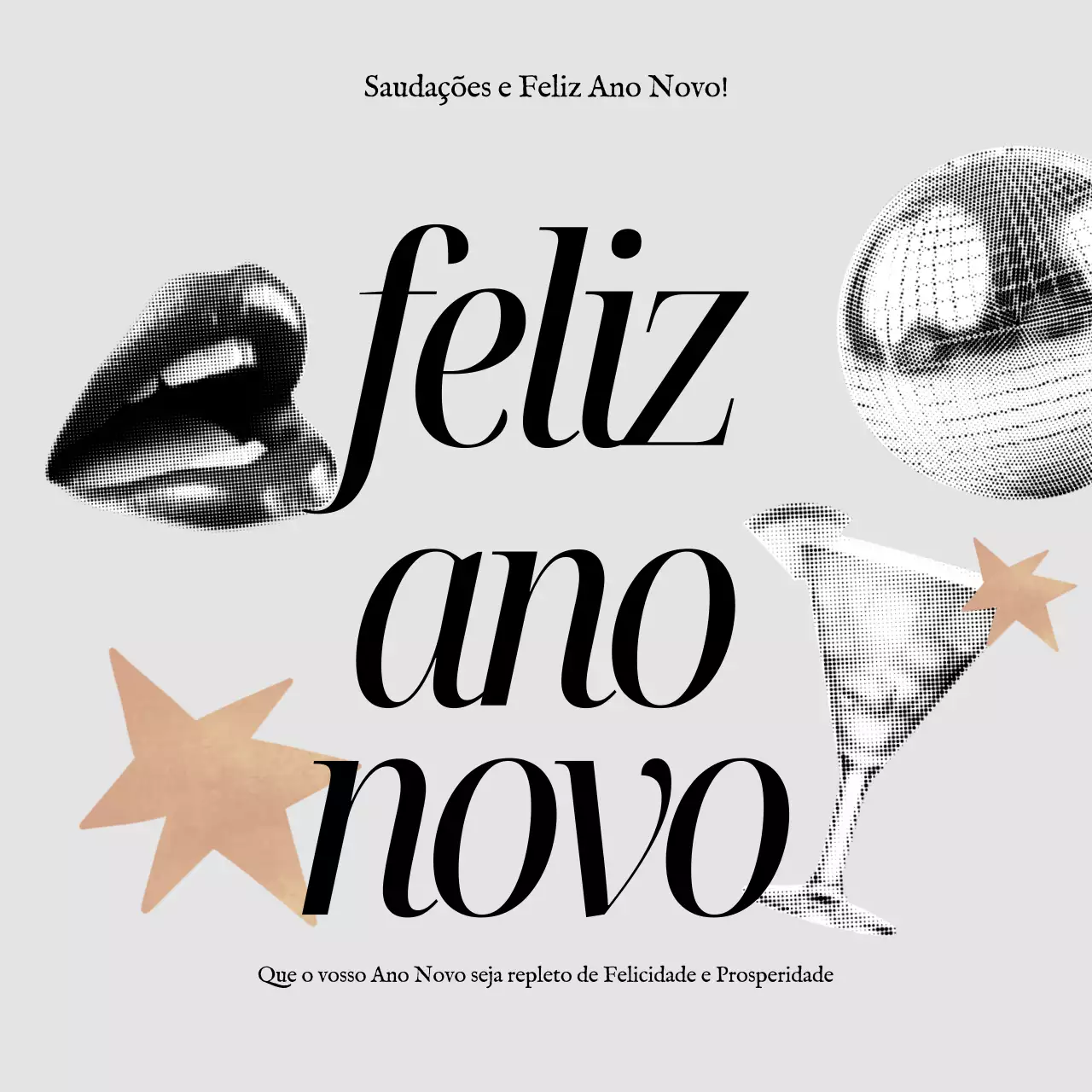 cartão de ano novo retro bege