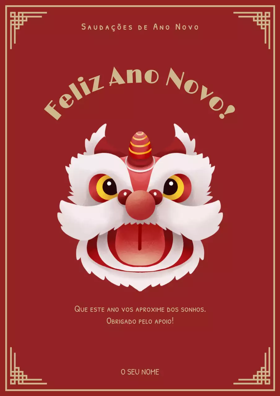 cartão de felicitações de ano novo tradicional vermelho