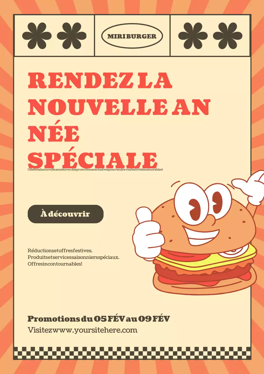 Promotion du hamburger rétro beige