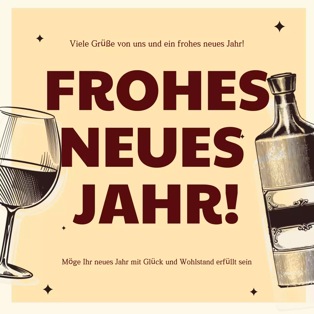 beige vintage neujahrskarte