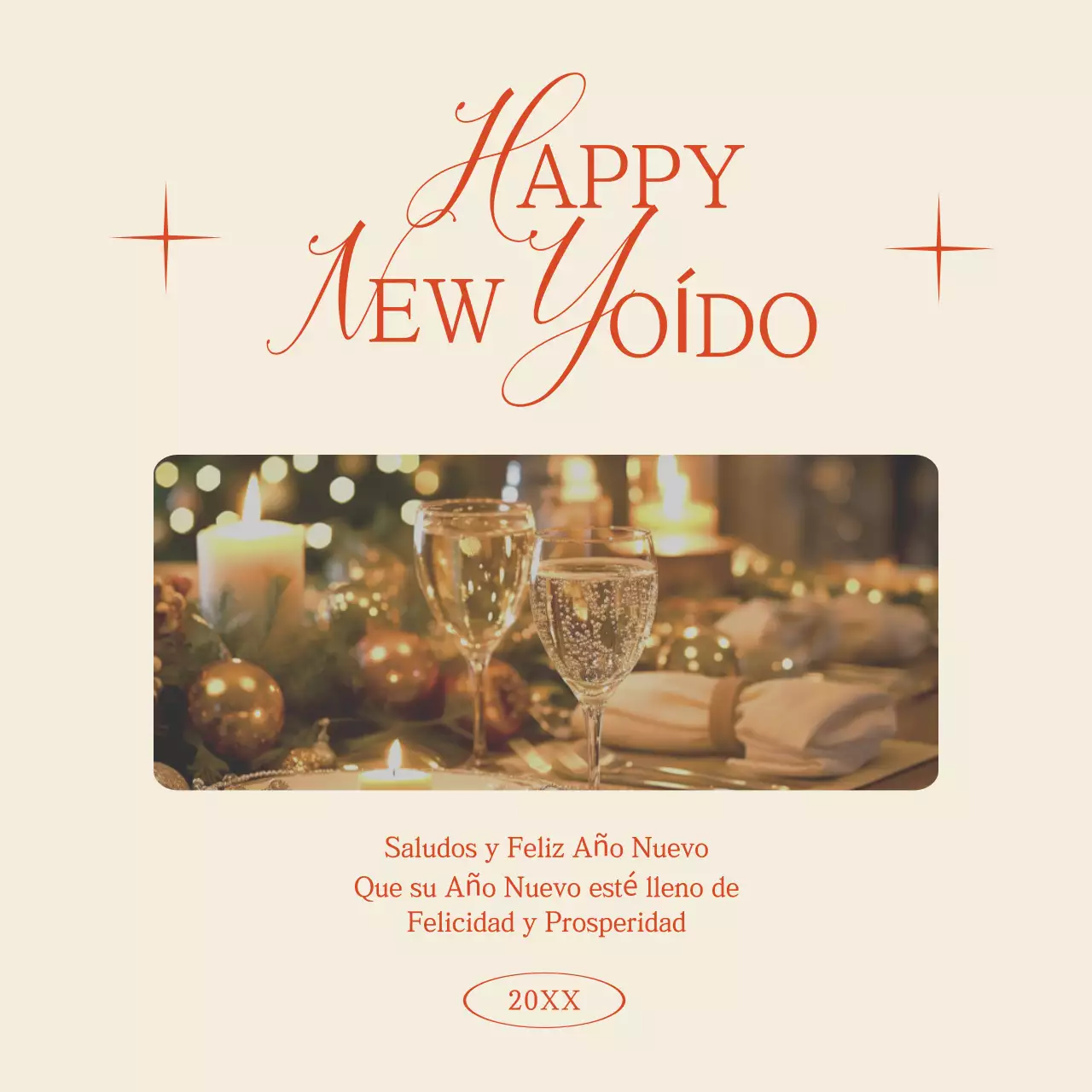 Felicitación de Año Nuevo Sencilla publicación vintage en redes sociales