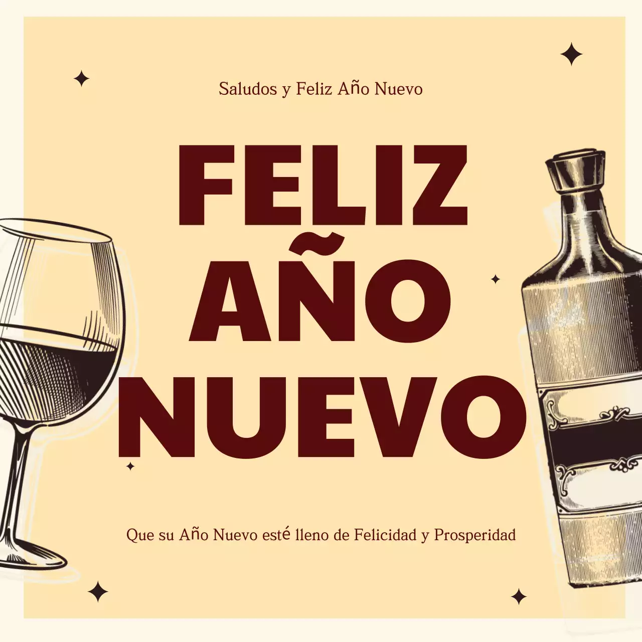 tarjeta de año nuevo vintage beige