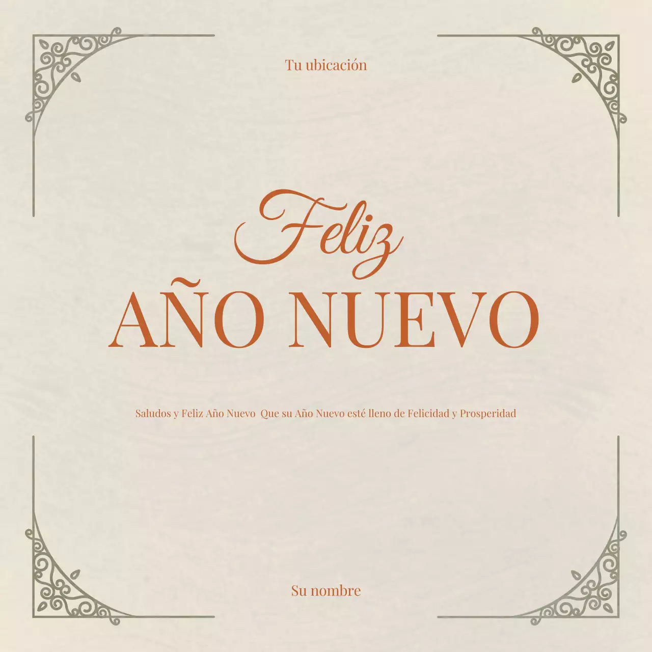 Beige Elegante Año Nuevo Instagram Post