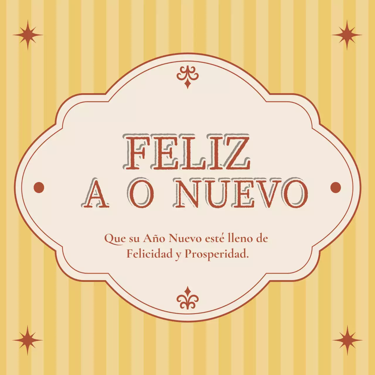 Felicitación de Año Nuevo amarilla y naranja en las redes sociales