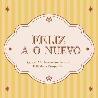 Felicitación de Año Nuevo amarilla y naranja en las redes sociales