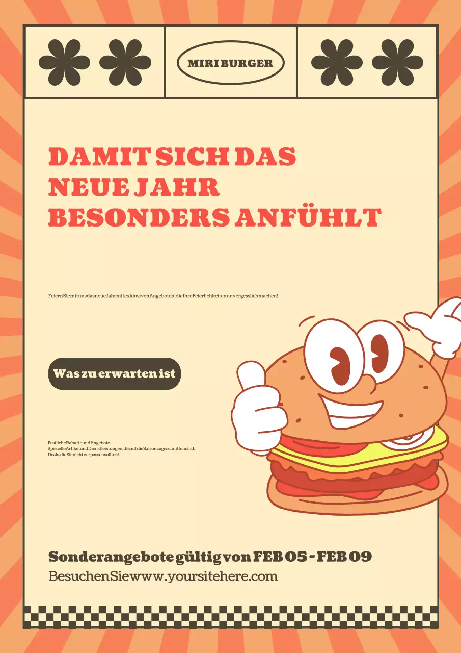 beige retro burger werbung