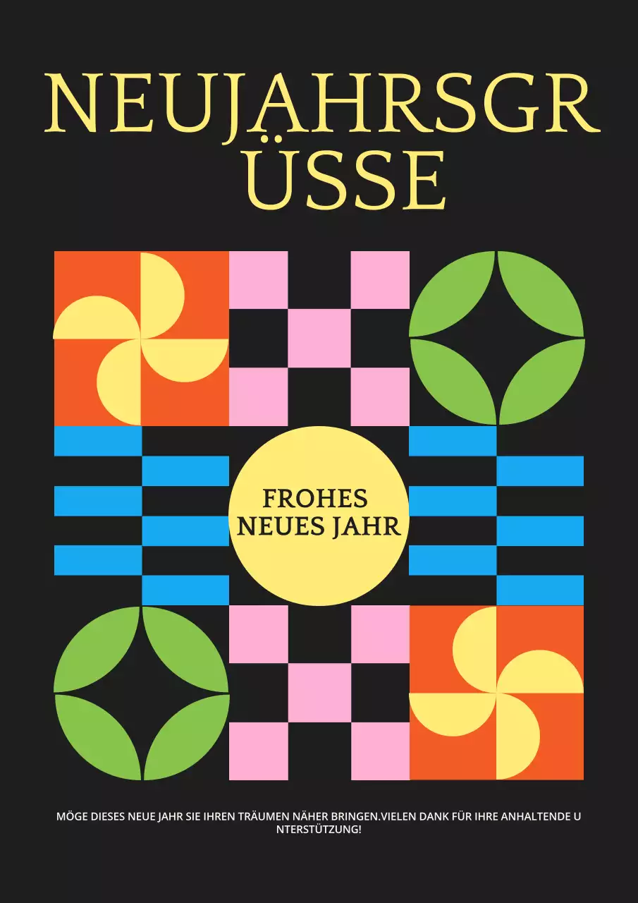 Bunter Neujahrsgruß Poster
