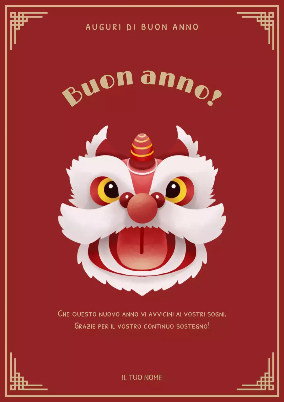 biglietto d'auguri tradizionale rosso per il nuovo anno