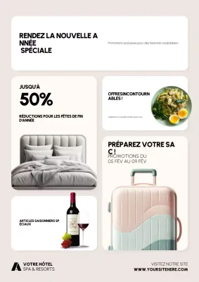 Affiche de promotion du Nouvel An pour les hôtels et les centres de villégiature dans le style scandinave Bento Grid Style