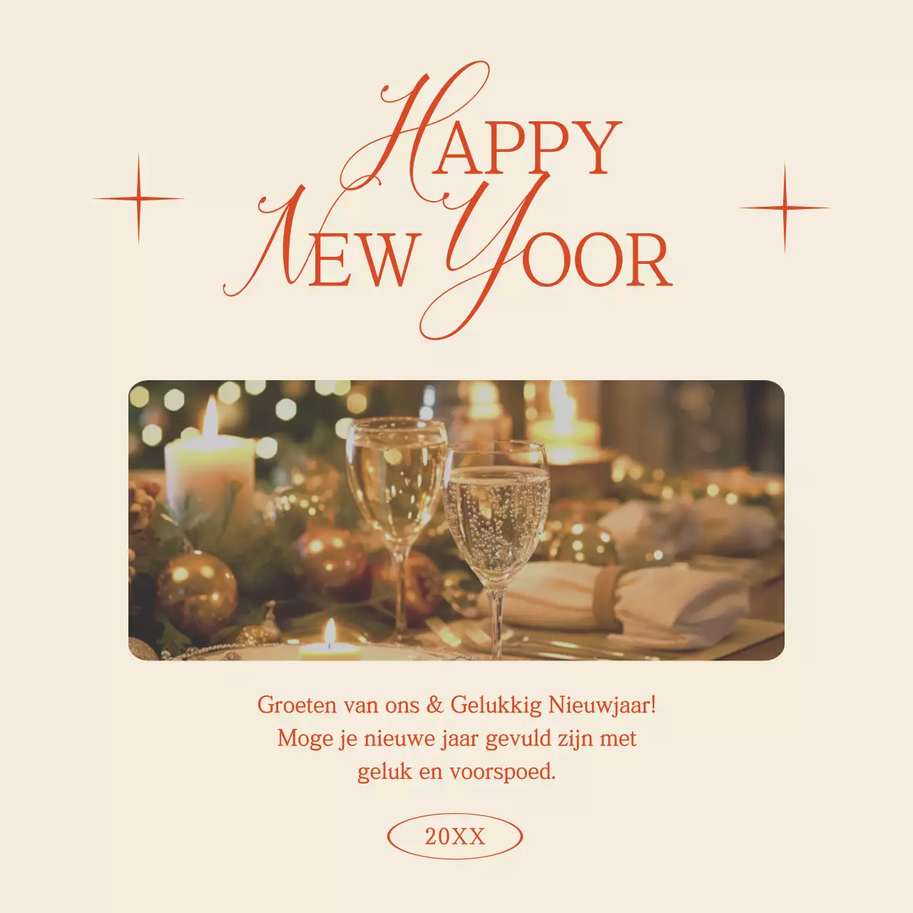 Nieuwjaarsgroet Eenvoudig Vintage Social Media Post