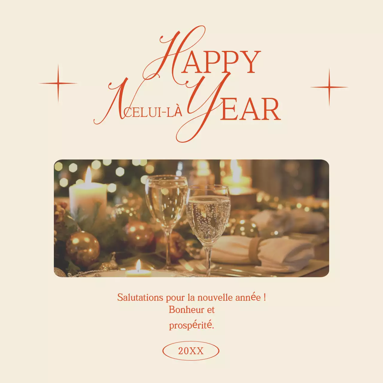 Message de vœux pour le Nouvel An Post Social Media Vintage simple