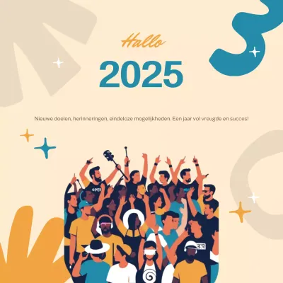 beige retro feest aankondiging