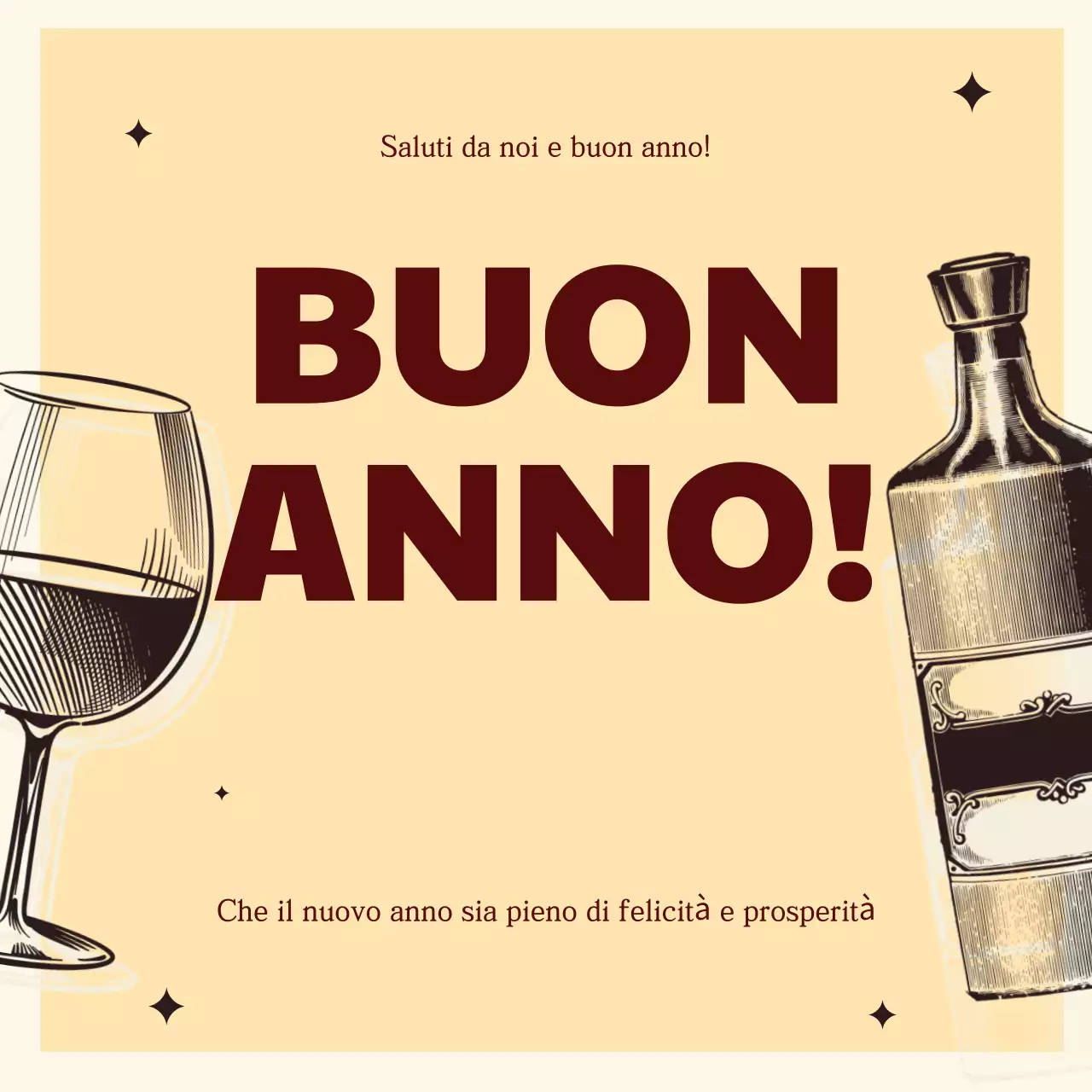 biglietto di capodanno vintage beige