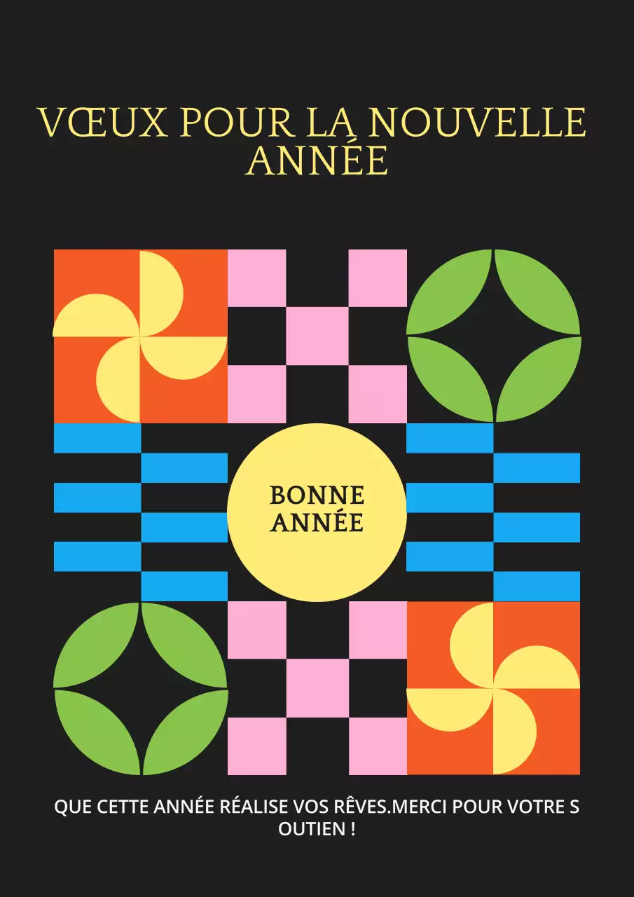 Affiche de vœux colorée pour la nouvelle année