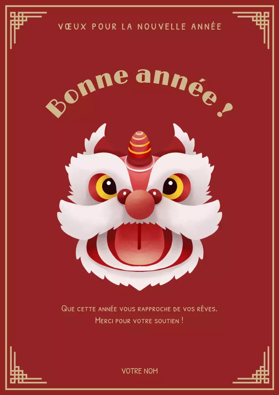 carte de vœux traditionnelle rouge pour le nouvel an