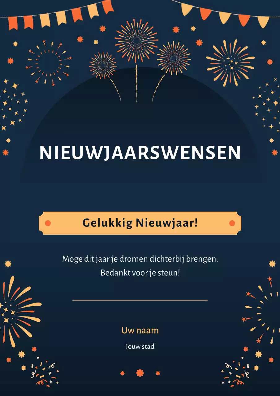 Navy en gele feestelijke nieuwjaarsgroeten