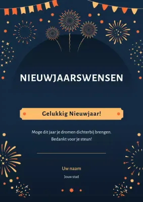 Navy en gele feestelijke nieuwjaarsgroeten