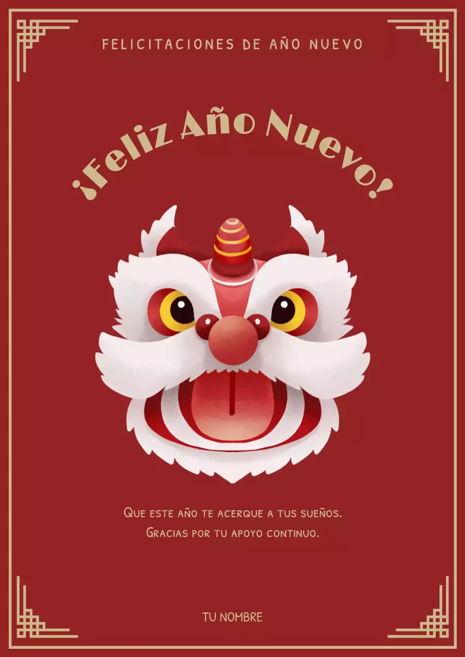 tarjeta roja tradicional de felicitación de año nuevo