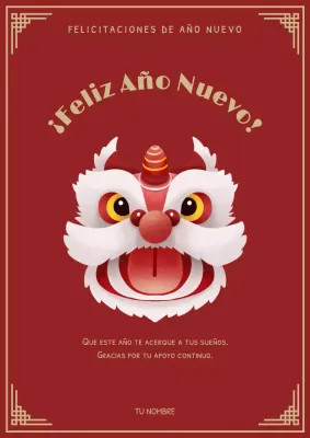tarjeta roja tradicional de felicitación de año nuevo