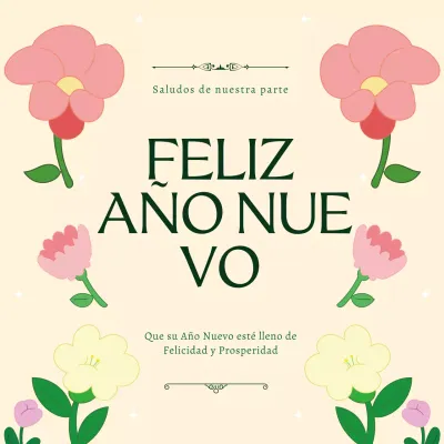 tarjeta de año nuevo floral beige
