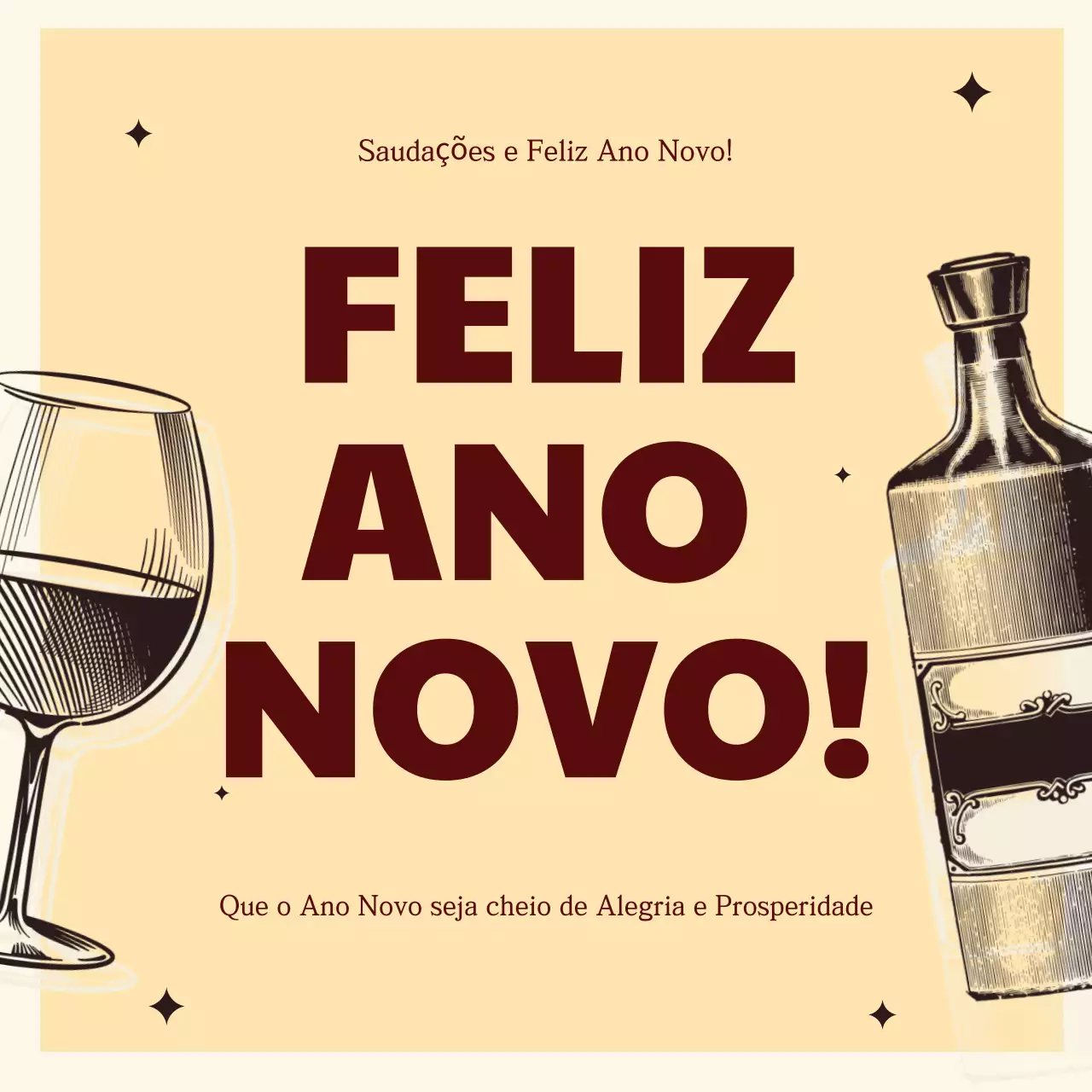 cartão de ano novo vintage bege