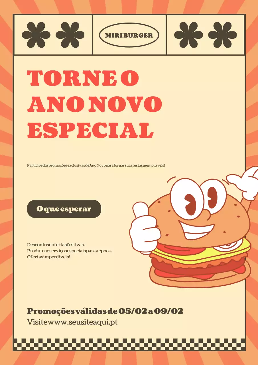 promoção hambúrguer retro bege