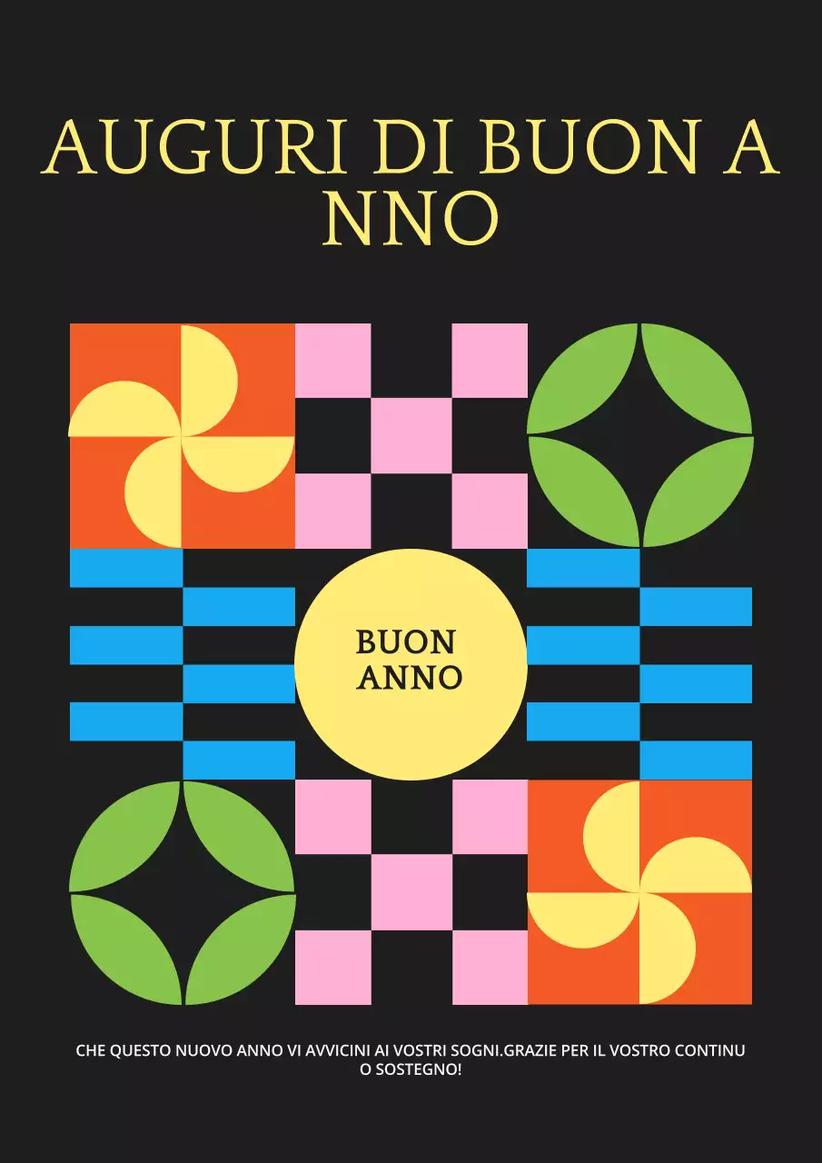 Poster colorato di auguri per il nuovo anno