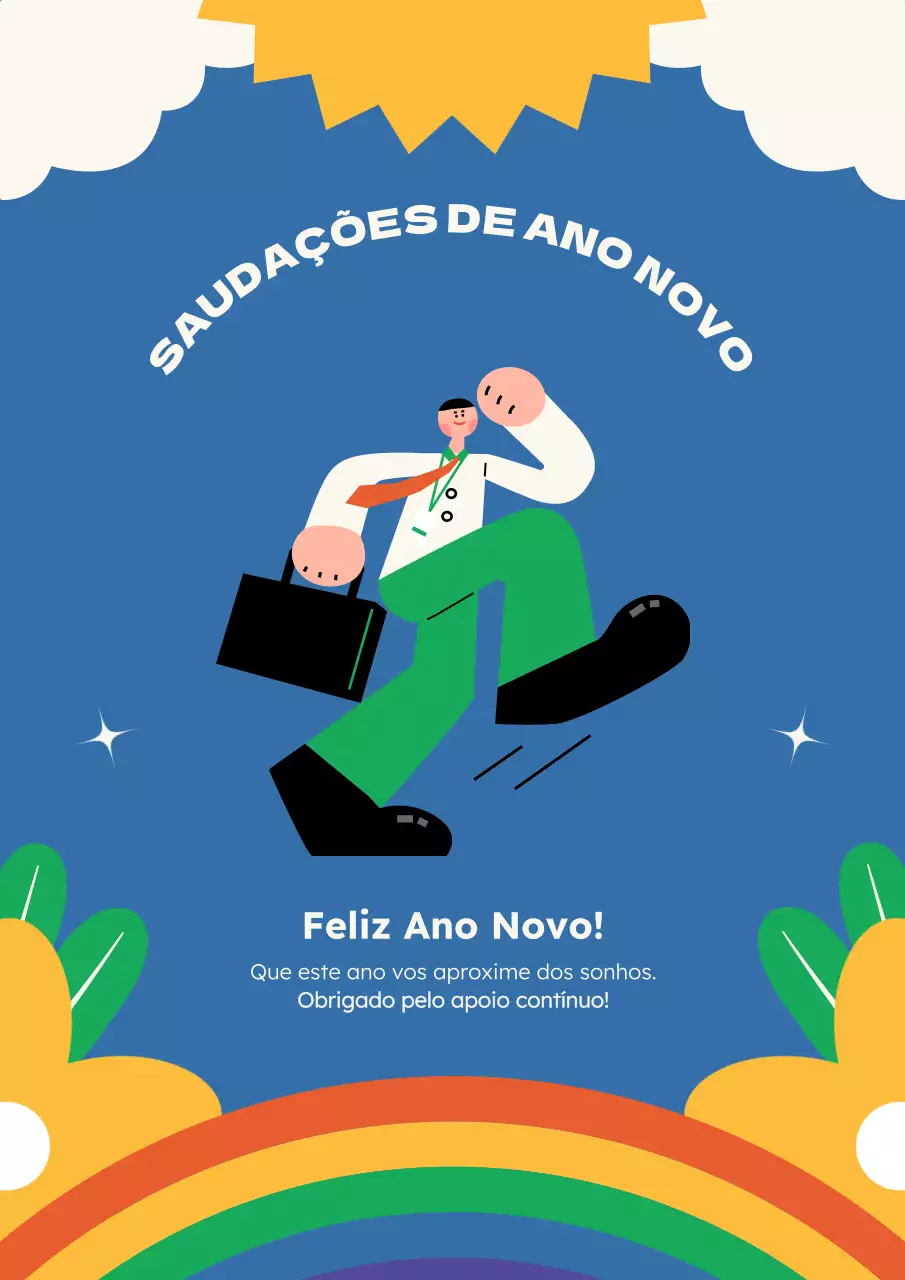 Cartão de felicitações de Ano Novo plano e moderno