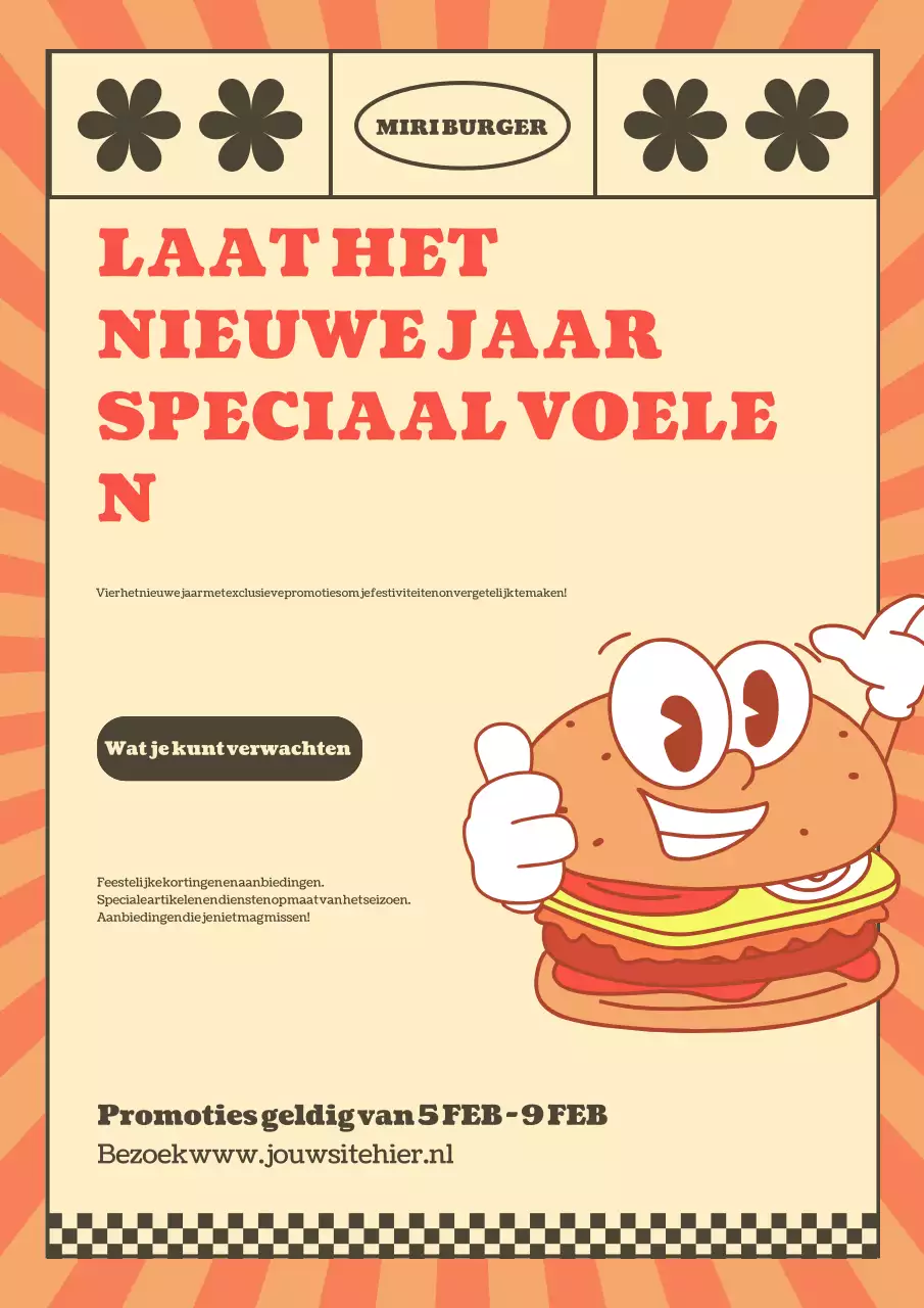 beige retro hamburger promotie