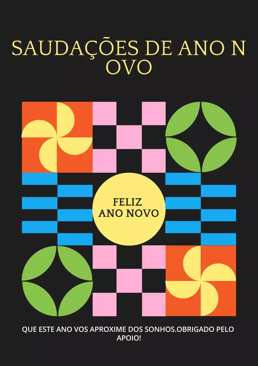 Cartaz de felicitações de Ano Novo colorido