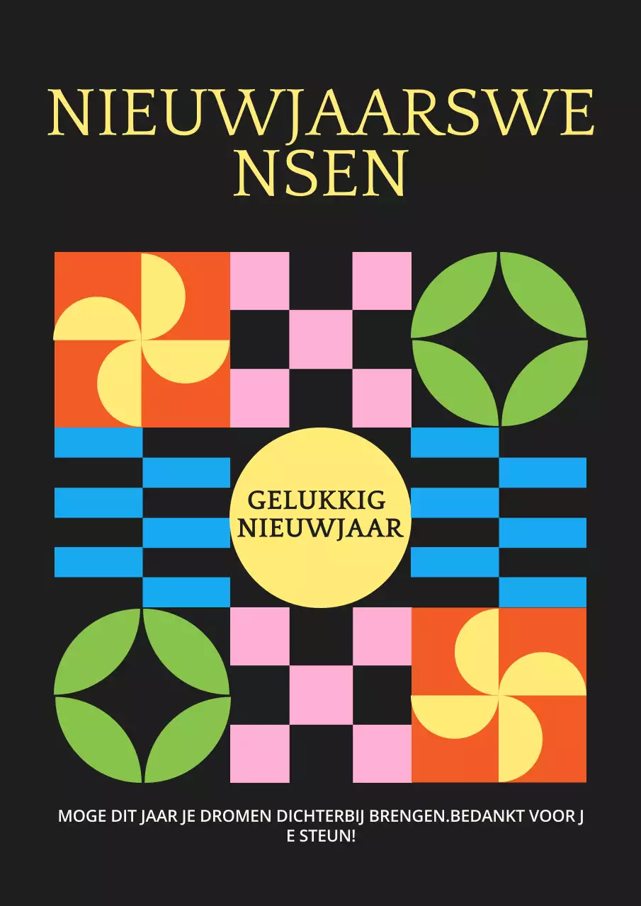 Kleurrijke nieuwjaarsposter