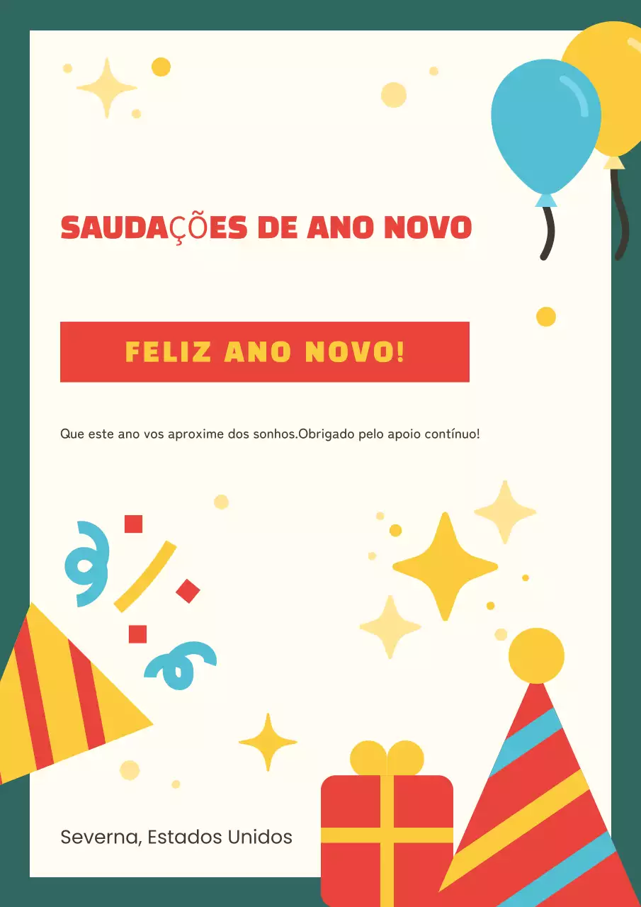 cartão de ano novo vermelho festivo