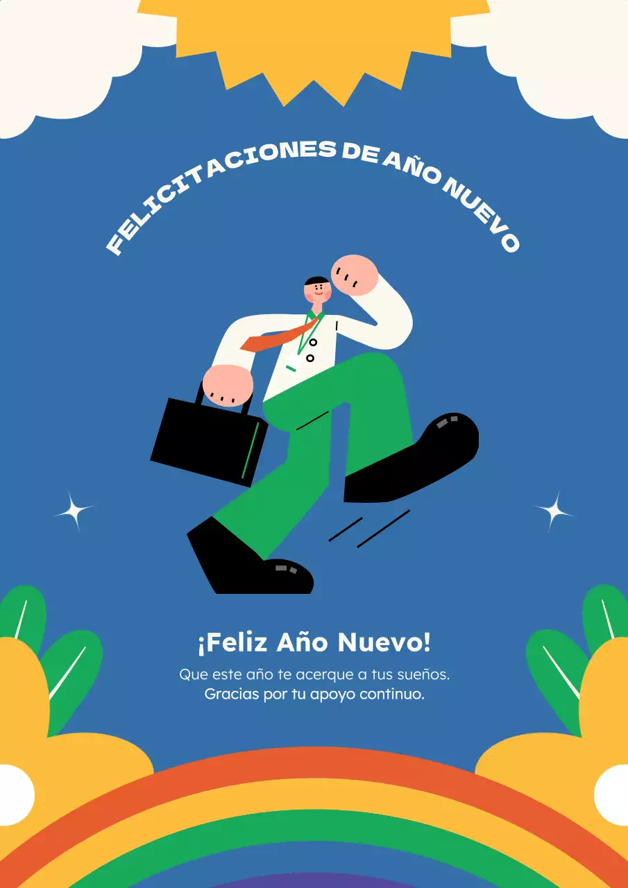 Tarjeta de felicitación de Año Nuevo moderna y plana