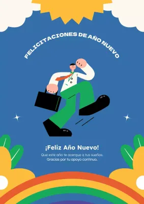 Tarjeta de felicitación de Año Nuevo moderna y plana