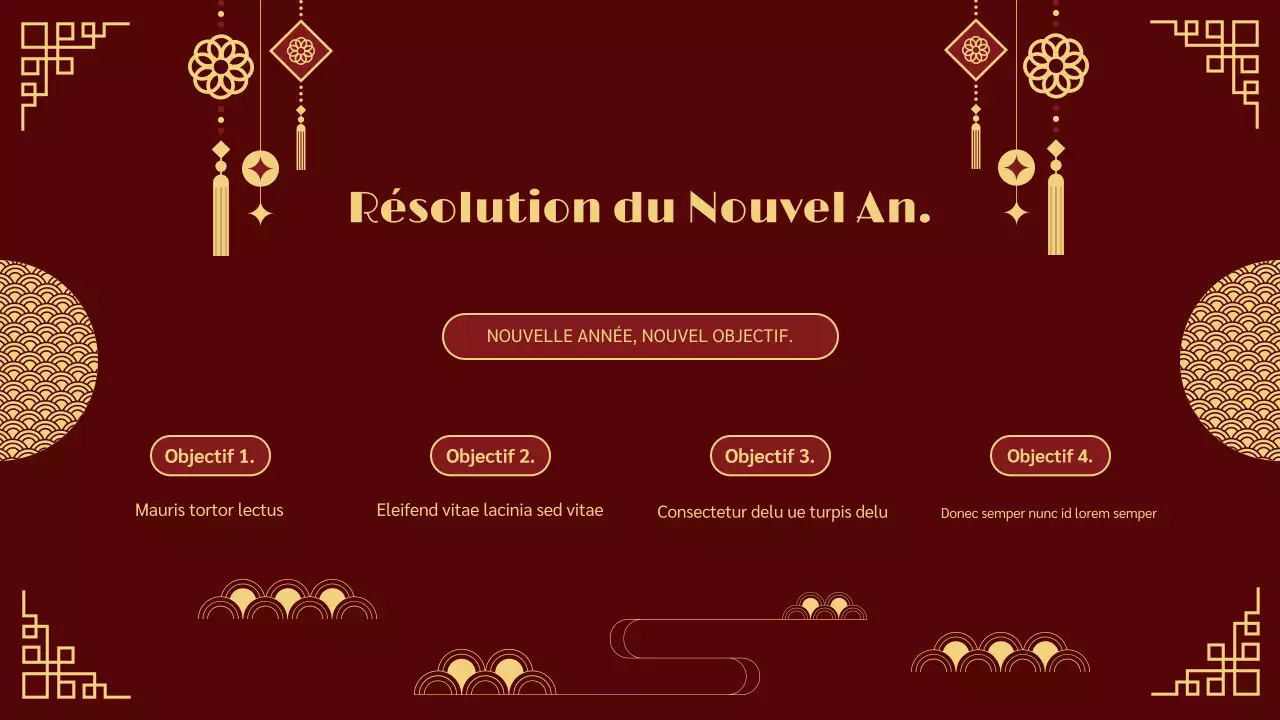 présentation traditionnelle rouge et or du nouvel an lunaire