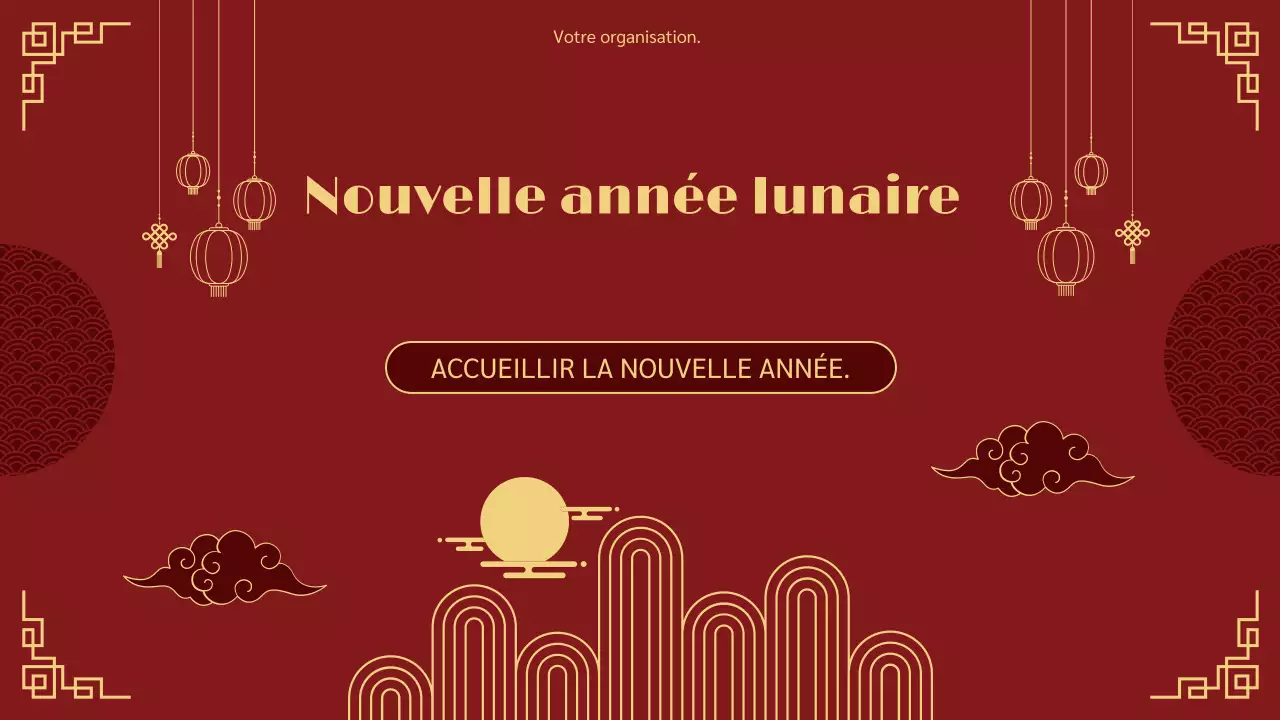 présentation traditionnelle rouge et or du nouvel an lunaire