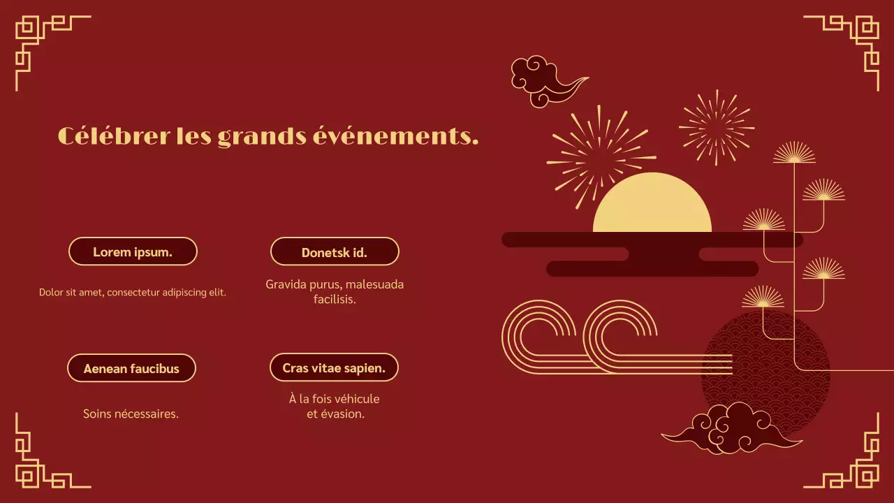 présentation traditionnelle rouge et or du nouvel an lunaire