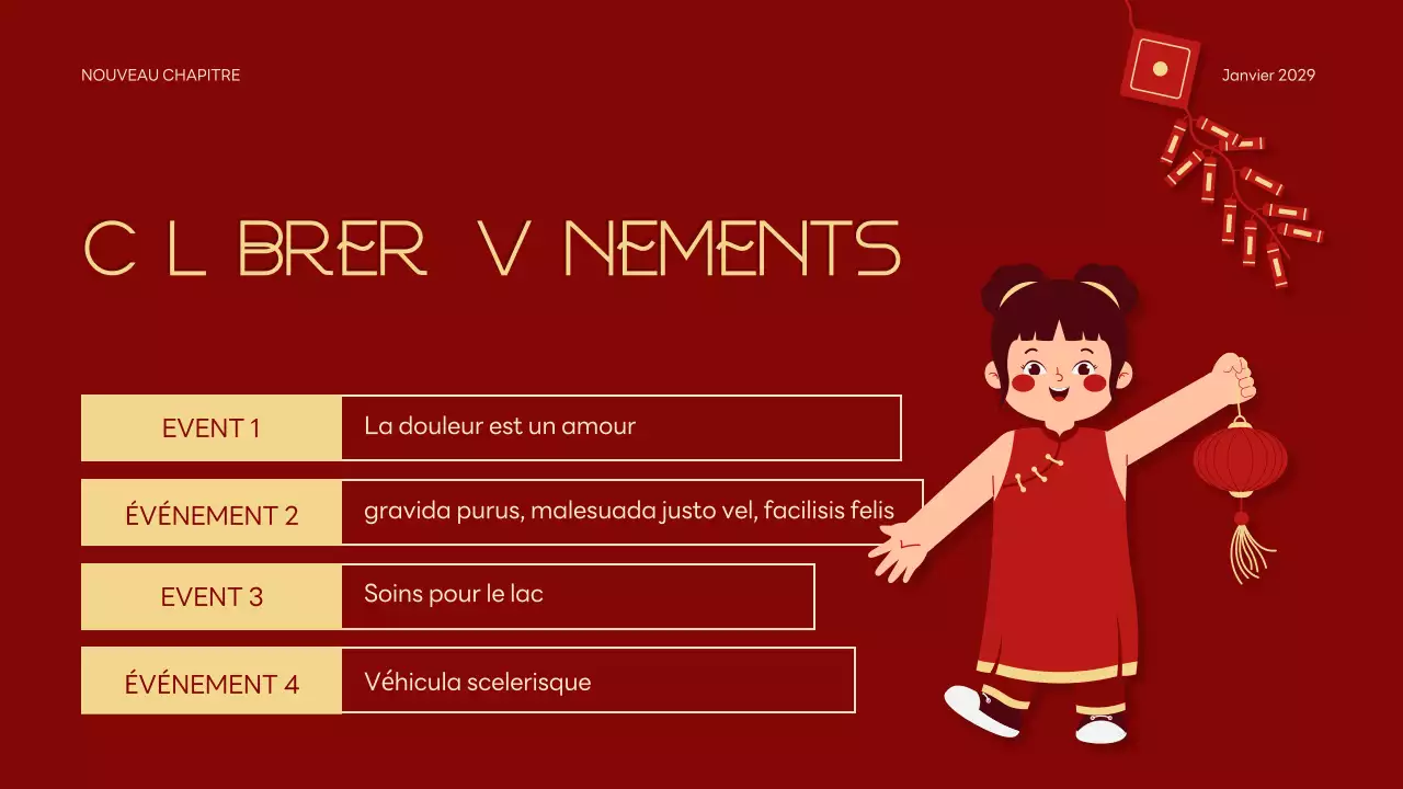 Présentation traditionnelle rouge du Nouvel An lunaire
