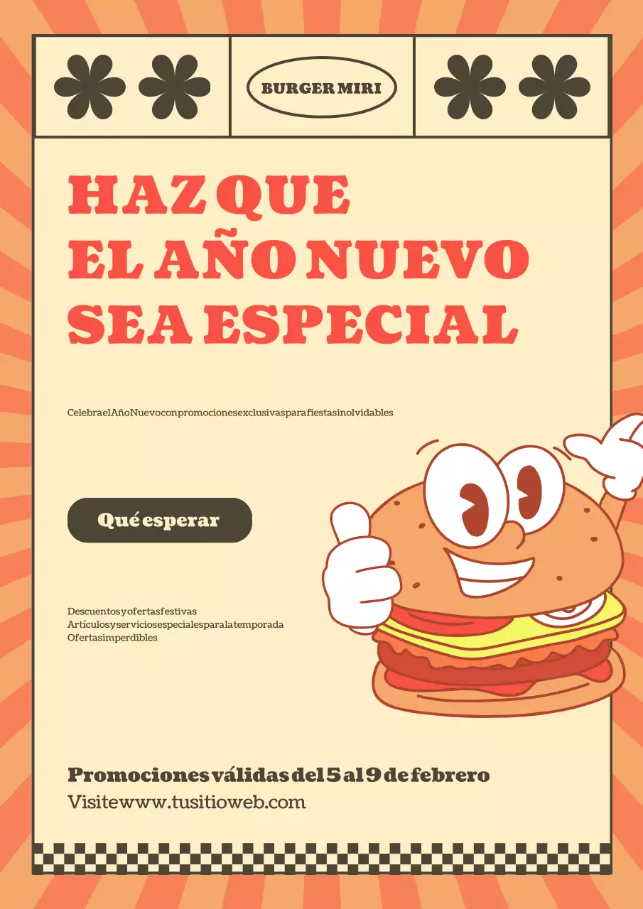 promoción hamburguesa retro beige