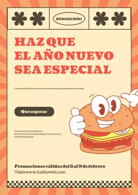 promoción hamburguesa retro beige