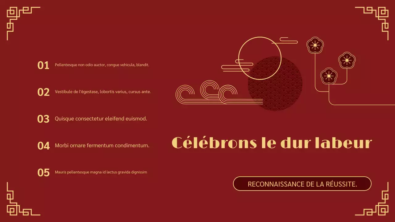 présentation traditionnelle rouge et or du nouvel an lunaire