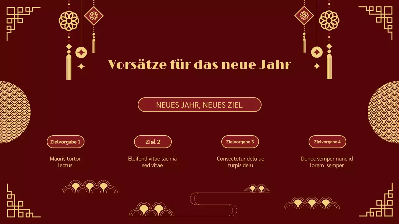 rot-goldene traditionelle Präsentation zum Mondneujahrsfest