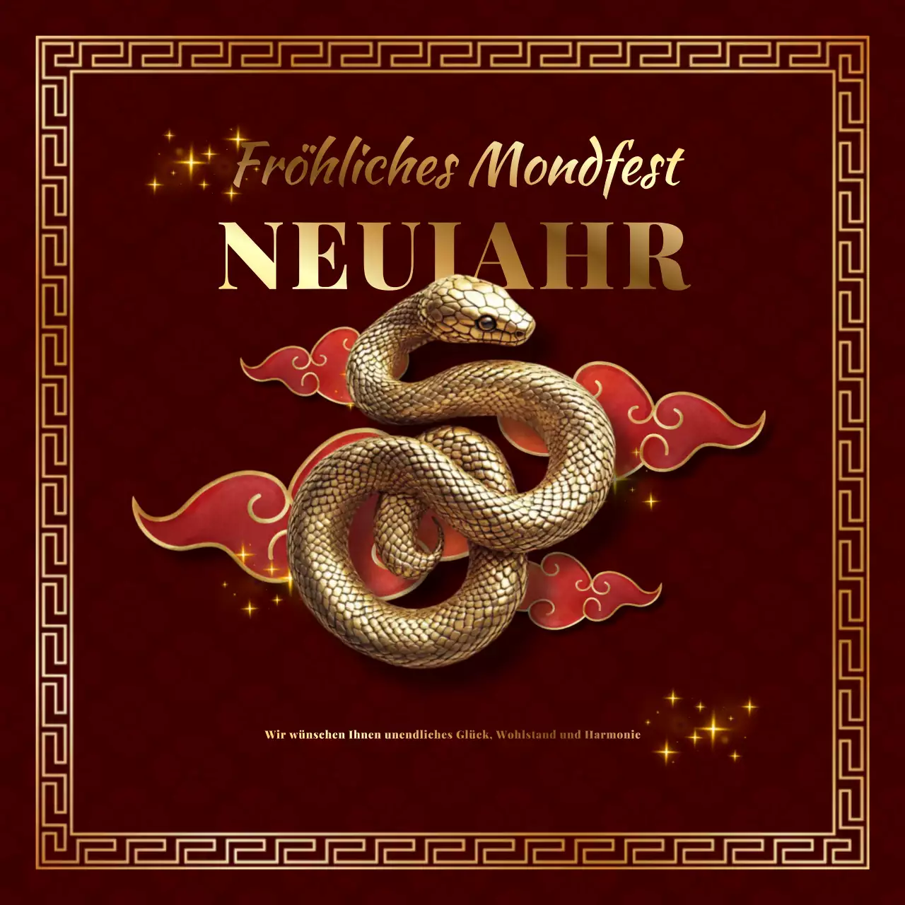 Rotes und goldenes Mondneujahrsquadrat für soziale Medien