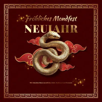 Rotes und goldenes Mondneujahrsquadrat für soziale Medien