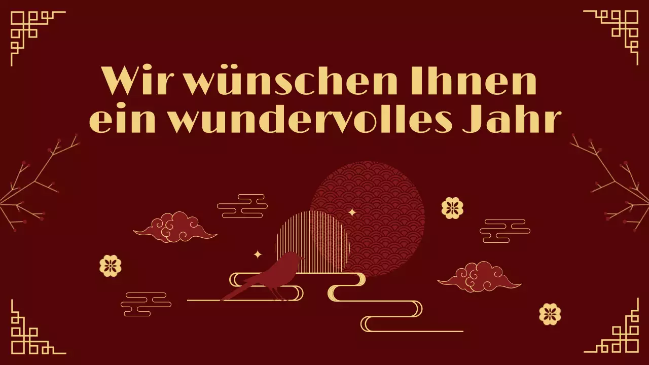 rot-goldene traditionelle Präsentation zum Mondneujahrsfest