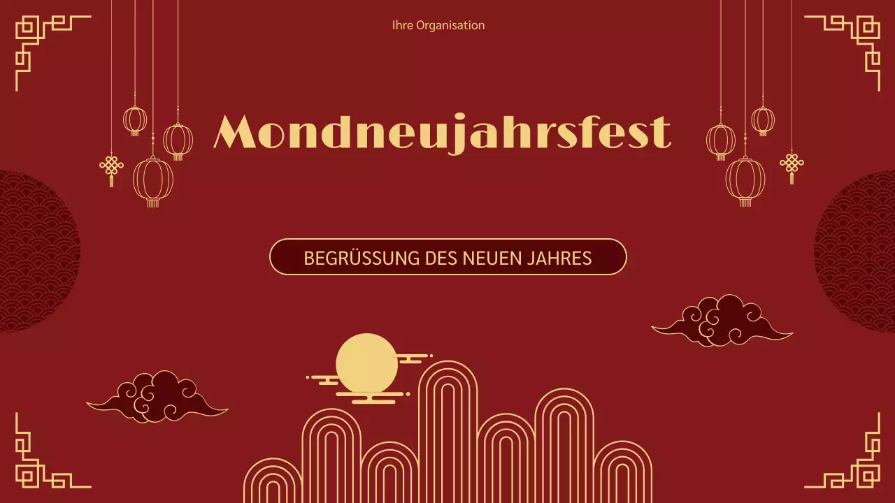 rot-goldene traditionelle Präsentation zum Mondneujahrsfest
