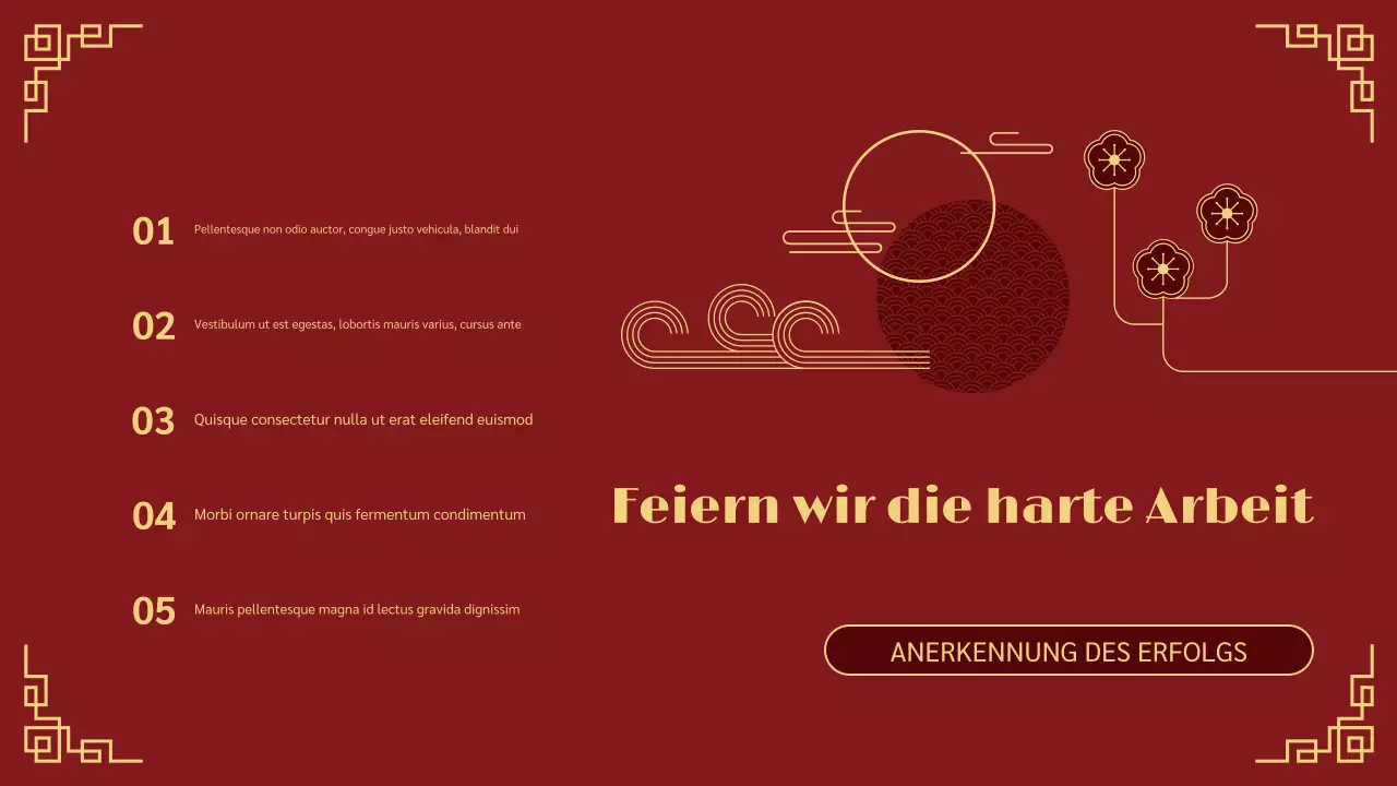 rot-goldene traditionelle Präsentation zum Mondneujahrsfest