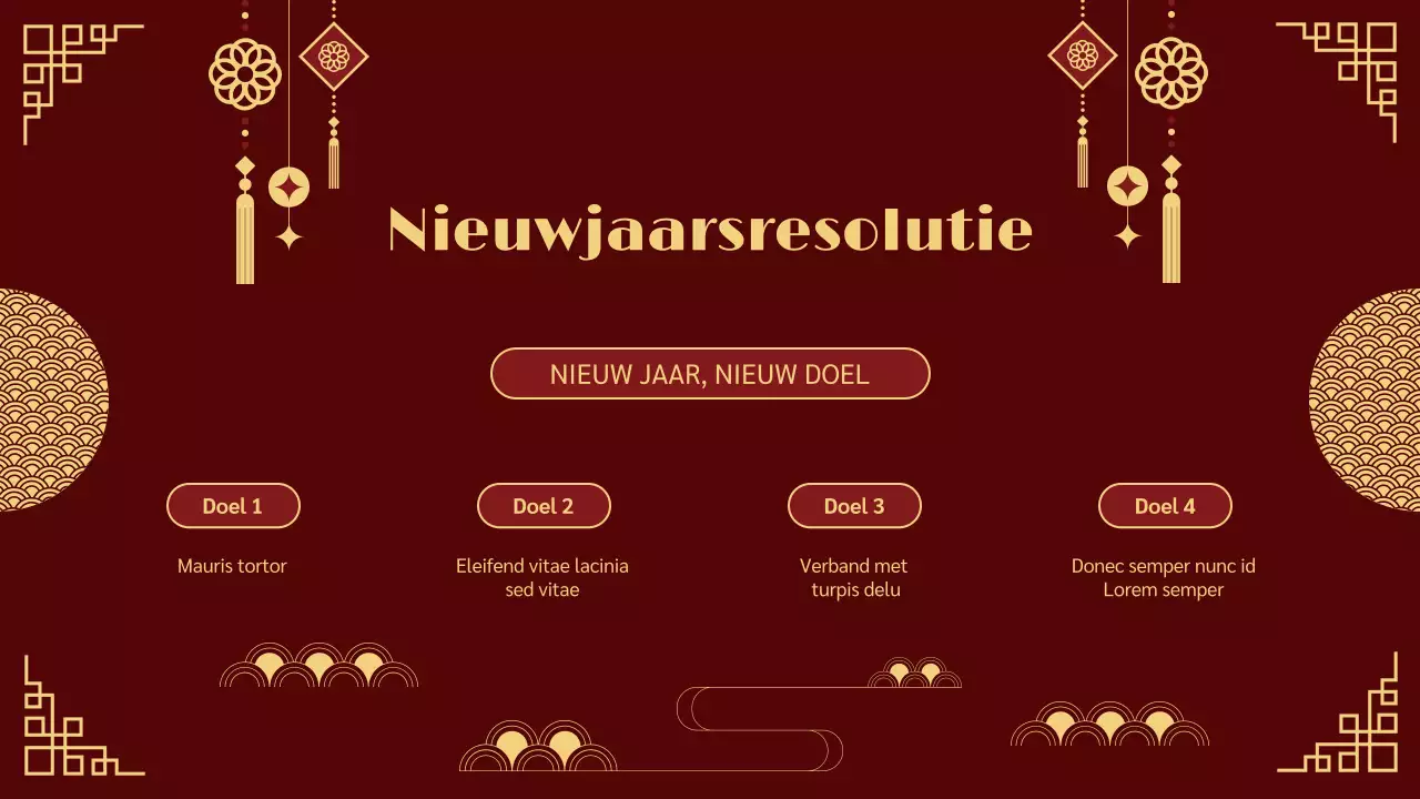 rood en goud traditionele lunar new year presentatie